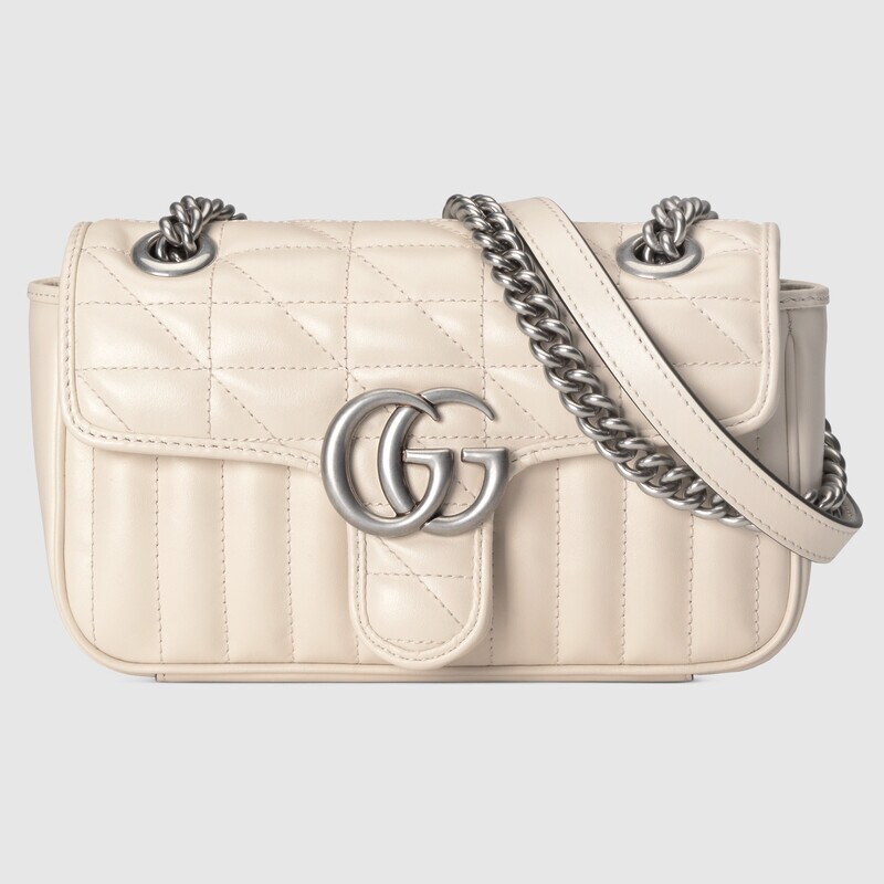 Gucci GG Marmont Matelasse Mini Shoulder Bag 446744 White